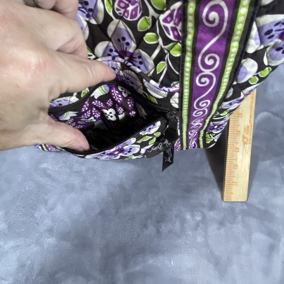 Vera Bradley Plum Petals Quilted Hipster Crossbody Bag Adjustable Strap Clean - Picture 6 of 12